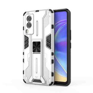 For vivo V21e 5G Supersonic PC + TPU Shock-proof Protective Case with Holder(Silver)