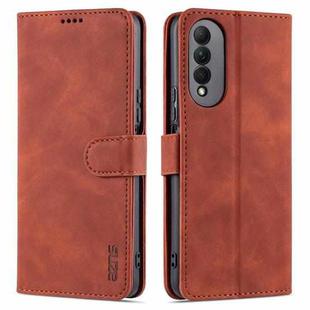 For Honor X20 SE AZNS Skin Feel Calf Texture Horizontal Flip Leather Case with Card Slots & Holder & Wallet(Brown)
