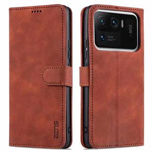 For Xiaomi Mi 11 Ultra AZNS Skin Feel Calf Texture Horizontal Flip Leather Case with Card Slots & Holder & Wallet(Brown)