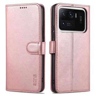 For Xiaomi Mi 11 Ultra AZNS Skin Feel Calf Texture Horizontal Flip Leather Case with Card Slots & Holder & Wallet(Rose Gold)