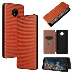 For Nokia C20 Carbon Fiber Texture Horizontal Flip TPU + PC + PU Leather Case with Card Slot(Brown)