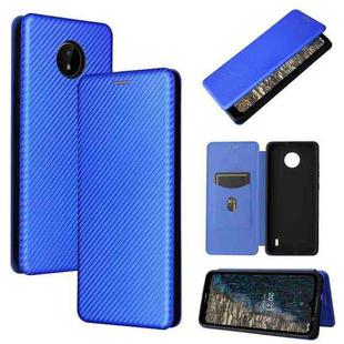For Nokia C20 Carbon Fiber Texture Horizontal Flip TPU + PC + PU Leather Case with Card Slot(Blue)