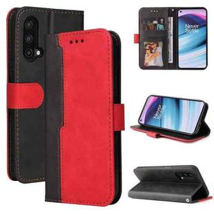 For OnePlus Nord CE 5G Business Stitching-Color Horizontal Flip PU Leather Case with Holder & Card Slots & Photo Frame(Red)