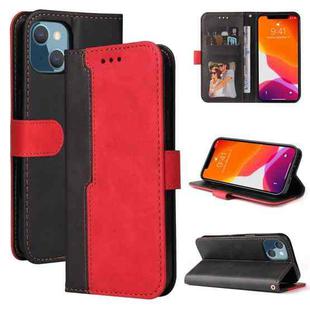 For iPhone 13 mini Business Stitching-Color Horizontal Flip PU Leather Case with Holder & Card Slots & Photo Frame (Red)