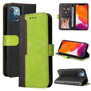 For iPhone 13 mini Business Stitching-Color Horizontal Flip PU Leather Case with Holder & Card Slots & Photo Frame (Green)