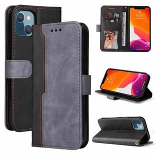 For iPhone 13 mini Business Stitching-Color Horizontal Flip PU Leather Case with Holder & Card Slots & Photo Frame (Grey)