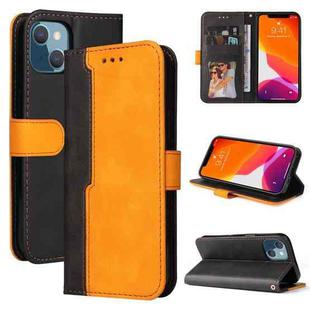 For iPhone 13 mini Business Stitching-Color Horizontal Flip PU Leather Case with Holder & Card Slots & Photo Frame (Orange)
