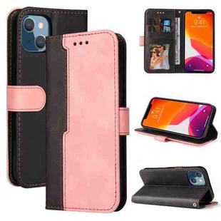 For iPhone 13 mini Business Stitching-Color Horizontal Flip PU Leather Case with Holder & Card Slots & Photo Frame  (Pink)