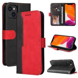 For iPhone 13 Business Stitching-Color Horizontal Flip PU Leather Case with Holder & Card Slots & Photo Frame (Red)