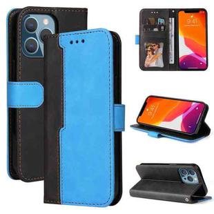 For iPhone 13 Pro Business Stitching-Color Horizontal Flip PU Leather Case with Holder & Card Slots & Photo Frame  (Blue)