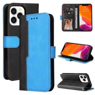 For iPhone 13 Pro Max Business Stitching-Color Horizontal Flip PU Leather Case with Holder & Card Slots & Photo Frame  (Blue)