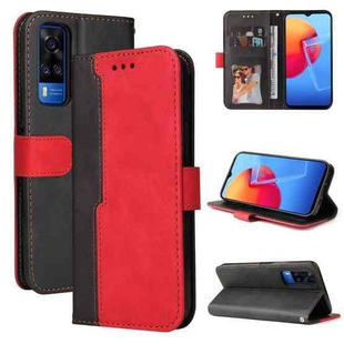 For vivo Y51 2020 / Y31 2021 Business Stitching-Color Horizontal Flip PU Leather Case with Holder & Card Slots & Photo Frame(Red)