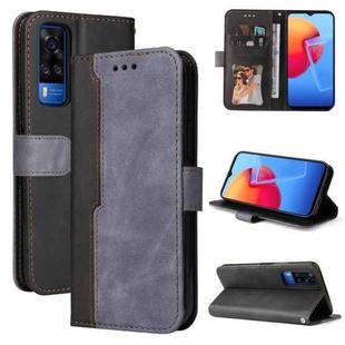 For vivo Y51 2020 / Y31 2021 Business Stitching-Color Horizontal Flip PU Leather Case with Holder & Card Slots & Photo Frame(Grey)