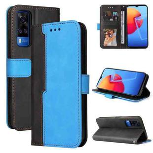 For vivo Y51 2020 / Y31 2021 Business Stitching-Color Horizontal Flip PU Leather Case with Holder & Card Slots & Photo Frame(Blue)