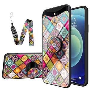 For OPPO Find X Painted Ethnic Pattern Tempered Glass TPU Shockproof Case with Folding Magnetic Holder & Neck Strap(Colorful)