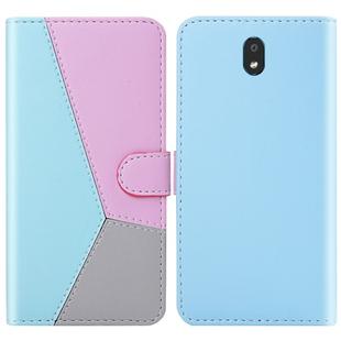 For LG K30 (2019) Tricolor Stitching Horizontal Flip TPU + PU Leather Case with Holder & Card Slots & Wallet(Blue)