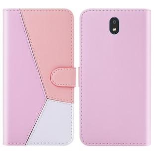 For LG K30 (2019) Tricolor Stitching Horizontal Flip TPU + PU Leather Case with Holder & Card Slots & Wallet(Pink)