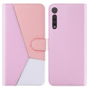 For Motorola Moto G8 Play Tricolor Stitching Horizontal Flip TPU + PU Leather Case with Holder & Card Slots & Wallet(Pink)