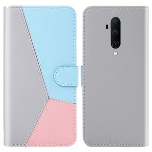 For OnePlus 7 Pro / 7T Pro Tricolor Stitching Horizontal Flip TPU + PU Leather Case with Holder & Card Slots & Wallet(Grey)