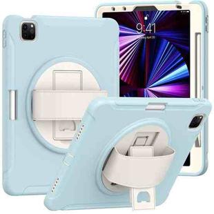 For iPad Pro 11 2022 / 2021 / 2020 / 2018 360 Degree Rotation PC + TPU Protective Tablet Case with Holder & Hand-strap & Pen Slot(Ice Crystal Blue)