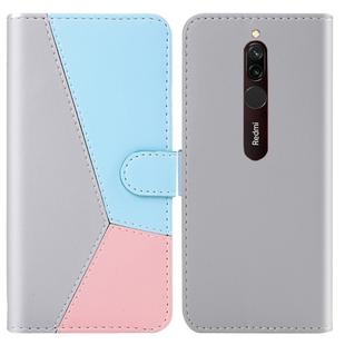 For Xiaomi Redmi 8A Tricolor Stitching Horizontal Flip TPU + PU Leather Case with Holder & Card Slots & Wallet(Grey)