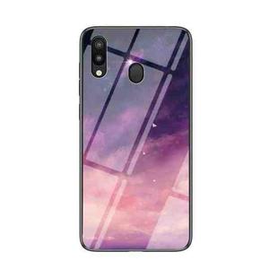 For Samsung Galaxy M20 Starry Sky Painted Tempered Glass TPU Shockproof Protective Case(Dream Sky)