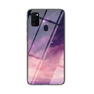 For Samsung Galaxy M30s Starry Sky Painted Tempered Glass TPU Shockproof Protective Case(Dream Sky)