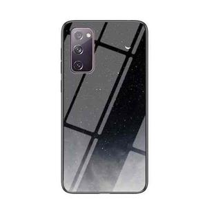 For Samsung Galaxy S20 FE Starry Sky Painted Tempered Glass TPU Shockproof Protective Case(Star Crescent Moon)