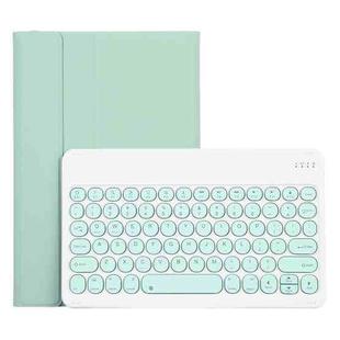 For Lenovo Pad Plus 11 inch TB-J607F / Tab P11 11 inch TB-J606F / Pad 11 inch YAM12 Lambskin Texture Detachable Round Keycap Bluetooth Keyboard Leather Tablet Case with Holder(Light Green)