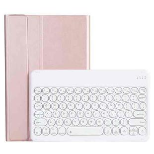 For Lenovo Pad Plus 11 inch TB-J607F / Tab P11 11 inch TB-J606F / Pad 11 inch YAM12 Backlight Style Lambskin Texture Detachable Round Keycap Bluetooth Keyboard Leather Tablet Case with Holder(Rose Gold)