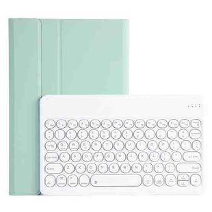 For Lenovo Pad Plus 11 inch TB-J607F / Tab P11 11 inch TB-J606F / Pad 11 inch YAM12 Backlight Style Lambskin Texture Detachable Round Keycap Bluetooth Keyboard Leather Tablet Case with Holder(Light Green)