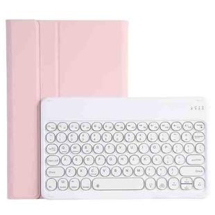 For Lenovo Pad Plus 11 inch TB-J607F / Tab P11 11 inch TB-J606F / Pad 11 inch YAM12 Backlight Style Lambskin Texture Detachable Round Keycap Bluetooth Keyboard Leather Tablet Case with Holder(Pink)