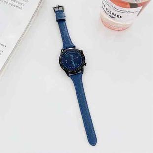 20mm Small Waist Lychee Texture Leather Watch Band(Blue)