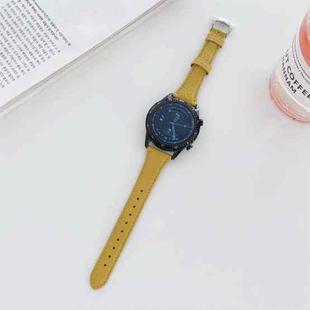 20mm Small Waist Lychee Texture Leather Watch Band(Yellow)