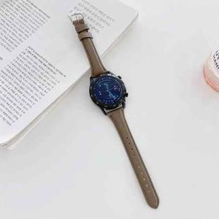 22mm Small Waist Lychee Texture Leather Watch Band(Coffee)