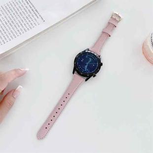 22mm Small Waist Lychee Texture Leather Watch Band(Pink)