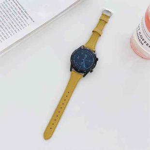 22mm Small Waist Lychee Texture Leather Watch Band(Yellow)