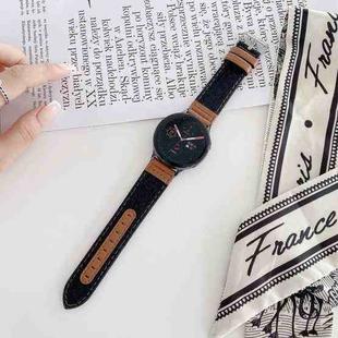 20mm Denim Leather Watch Band(Black)