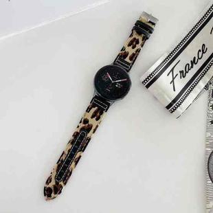 20mm Denim Leather Watch Band(Black Leopard)