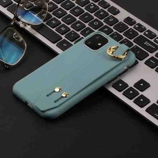 For iPhone 11 Pro Shockproof Solid Color TPU Case with Wristband(Lake Blue)