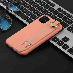 For iPhone 11 Shockproof Solid Color TPU Case with Wristband(Coral Orange)