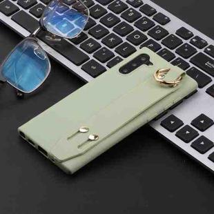 For Galaxy Note10 Shockproof Solid Color TPU Case with Wristband(Pea Green)
