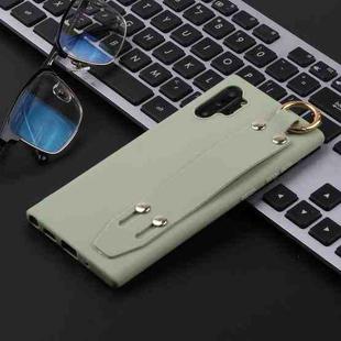 For Galaxy Note10+ Shockproof Solid Color TPU Case with Wristband(Pea Green)