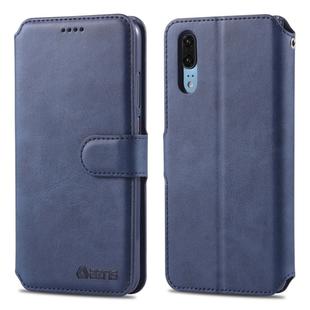 For Huawei P20 AZNS Calf Texture Magnetic Horizontal Flip PU Leather Case with Holder & Card Slots & Photo Frame(Blue)