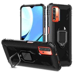 For Xiaomi Redmi 9T / 9 Power Carbon Fiber Protective Case with 360 Degree Rotating Ring Holder(Black)