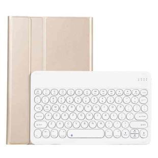 For Lenovo Pad Pro 11.5 inch 2021 TB-J716F / Tab P11 Pro 11.5 inch TB-J706F YAM13 Lambskin Texture Detachable Round Keycap Bluetooth Keyboard Leather Tablet Case with Holder(Gold)
