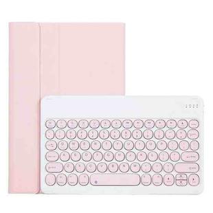 For Lenovo Pad Pro 11.5 inch 2021 TB-J716F / Tab P11 Pro 11.5 inch TB-J706F YAM13 Lambskin Texture Detachable Round Keycap Bluetooth Keyboard Leather Tablet Case with Holder(Pink)