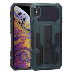For iPhone X / XS Vanguard Warrior All Inclusive Double-color Shockproof TPU + PC Protective Case with Holder(Graphite Green)
