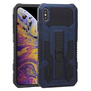 For iPhone X / XS Vanguard Warrior All Inclusive Double-color Shockproof TPU + PC Protective Case with Holder(Blue)