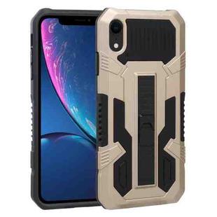 For iPhone XR Vanguard Warrior All Inclusive Double-color Shockproof TPU + PC Protective Case with Holder(Gold)